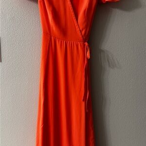 Abercrombie & Fitch Light Coral Wrap Maxi Dress